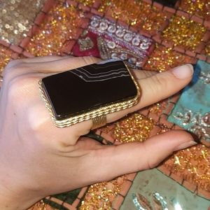 Black Onyx Gold Plated Ring